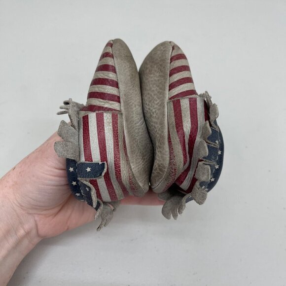 Freshly Picked Born in the USA American Flag Leather Moccasins Shoes Baby size 3 - Picture 8 of 9